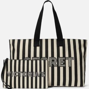 Victoria's Secret Black and White Striped Tote